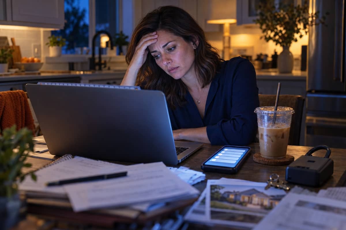 Real estate agent overwhelmed by leads and tabs late at night