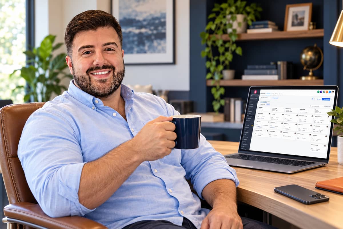 Jacob Shireman relaxed in his home office with his dashboard open